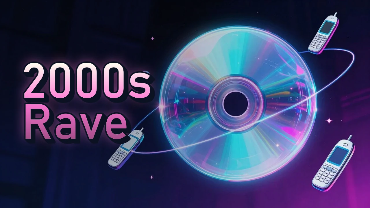 Illustrated event poster for 2000s Rave
