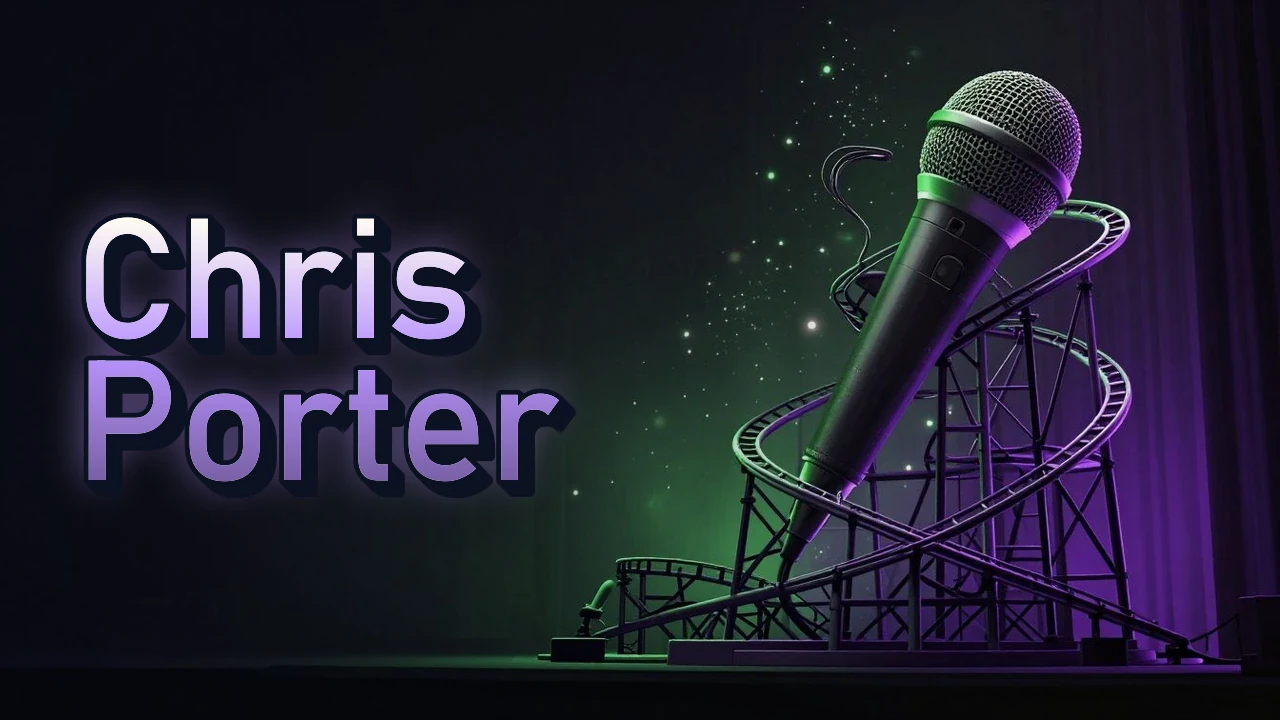 Illustrated event poster for Chris Porter