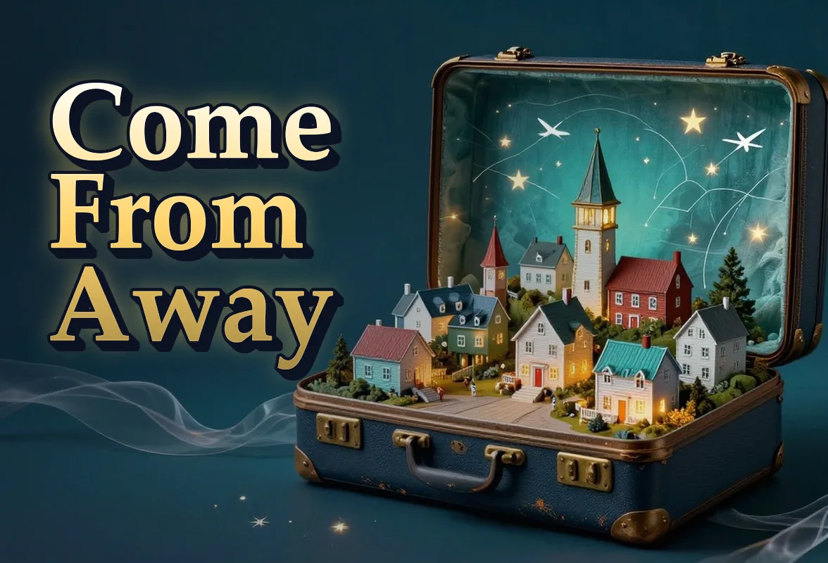 Illustrated event poster for Come From Away