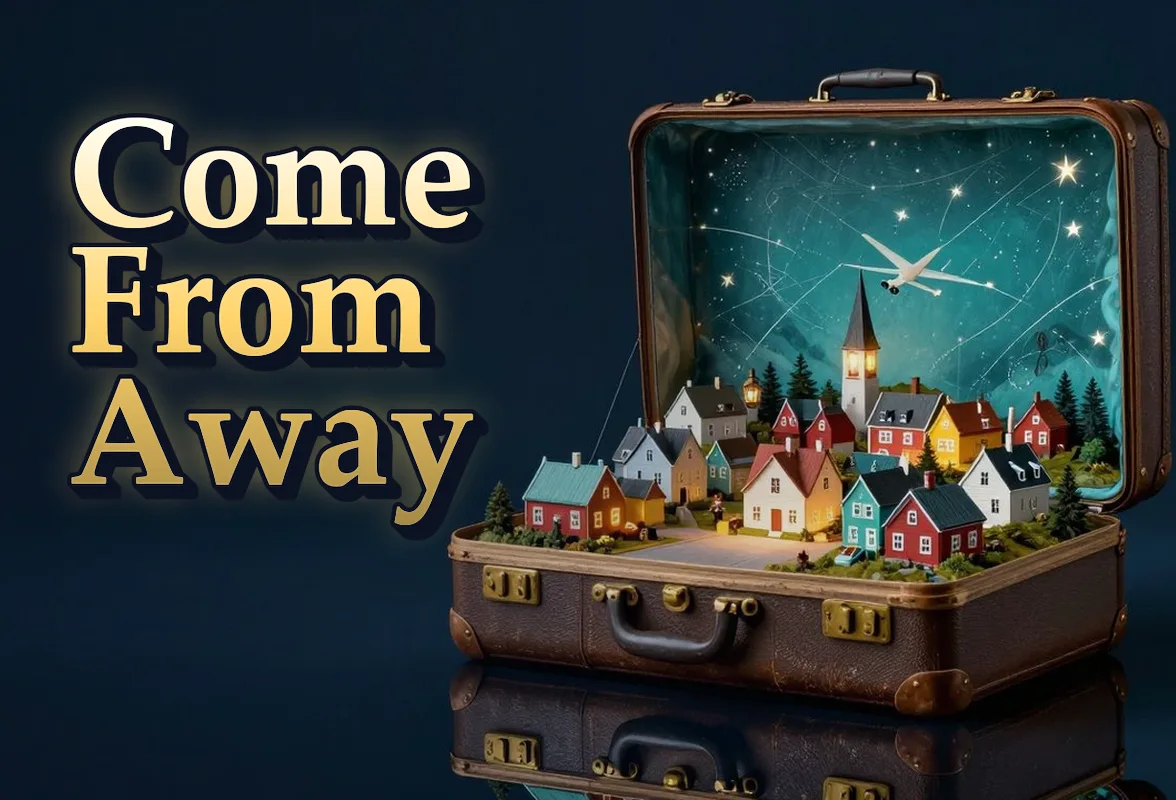 Illustrated event poster for Come From Away
