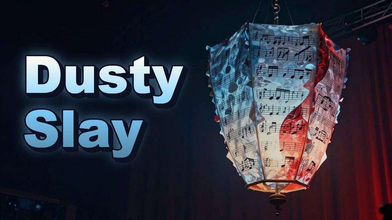 Illustrated event poster for Dusty Slay