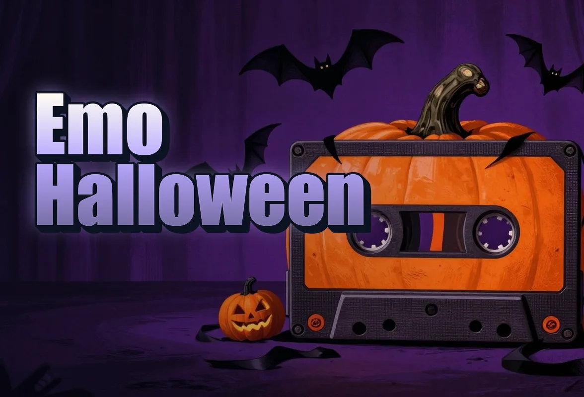 Illustrated event poster for Emo Halloween