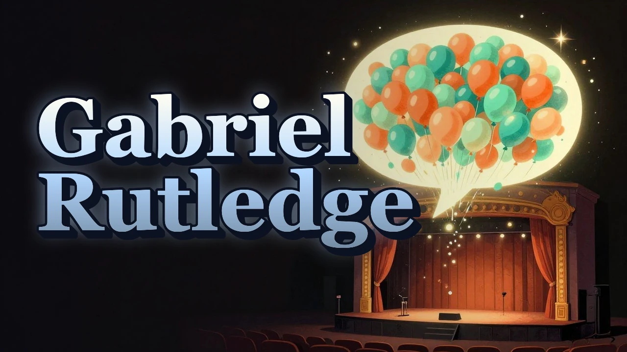 Illustrated event poster for Gabriel Rutledge