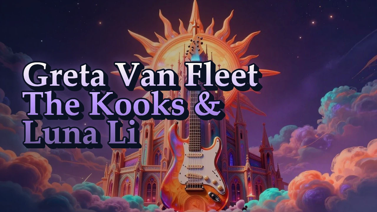 Illustrated event poster for Greta Van Fleet  The Kooks & Luna Li