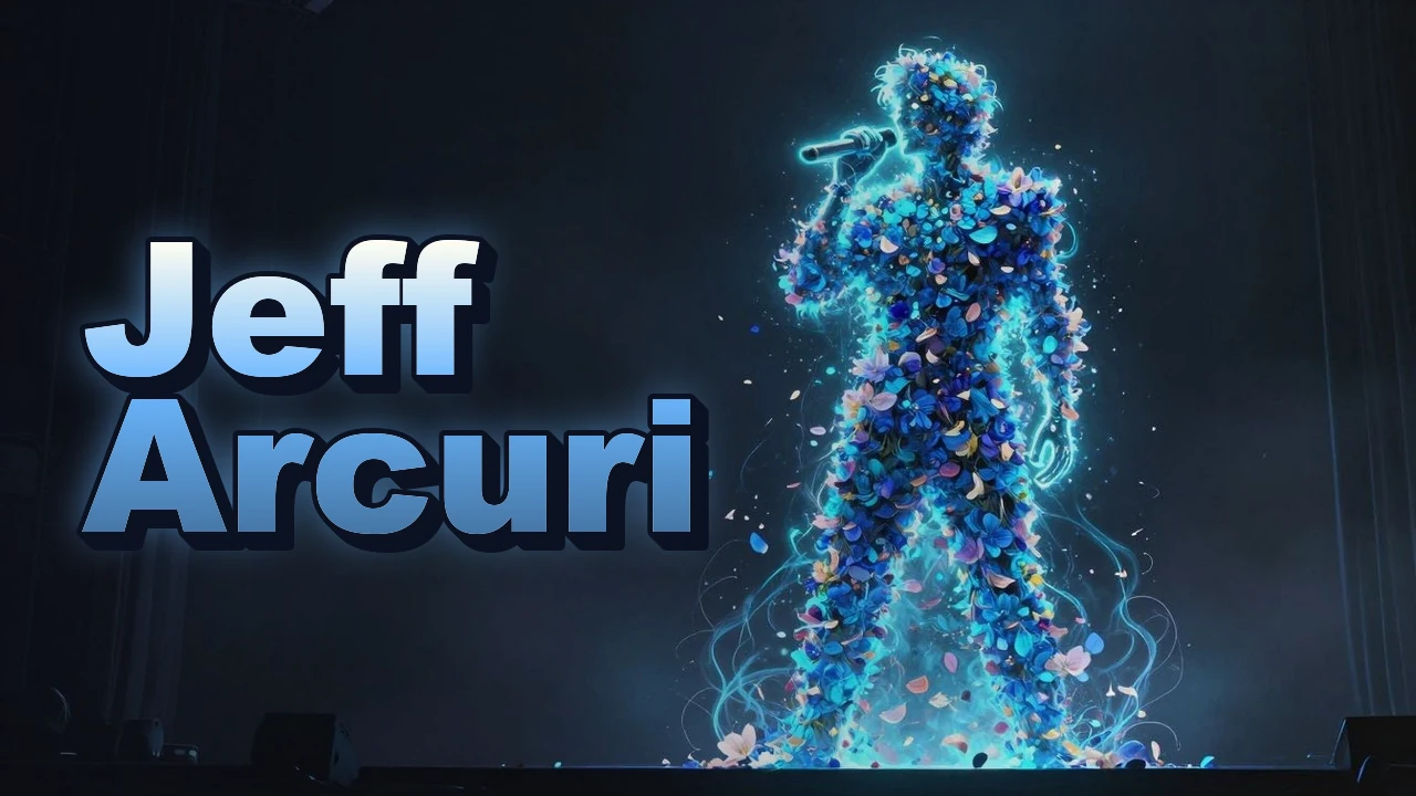 Illustrated event poster for Jeff Arcuri
