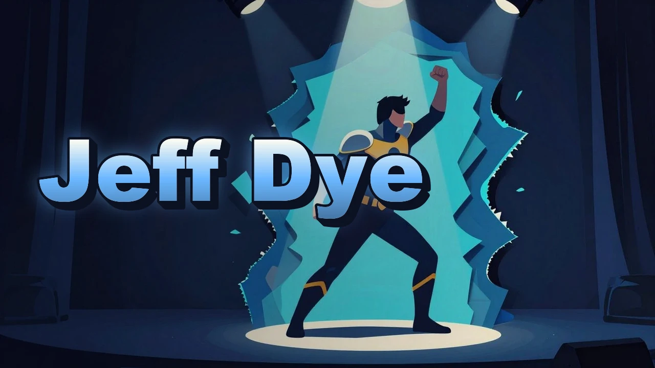 Illustrated event poster for Jeff Dye