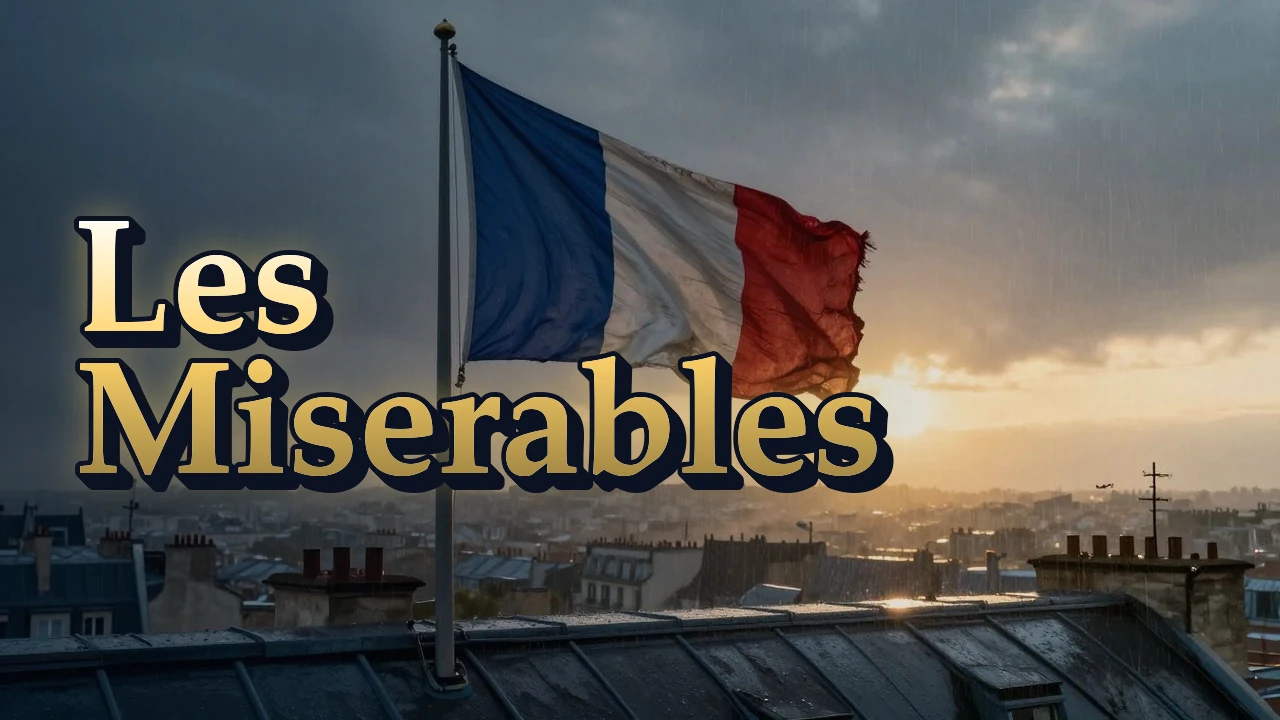 Illustrated event poster for Les Miserables