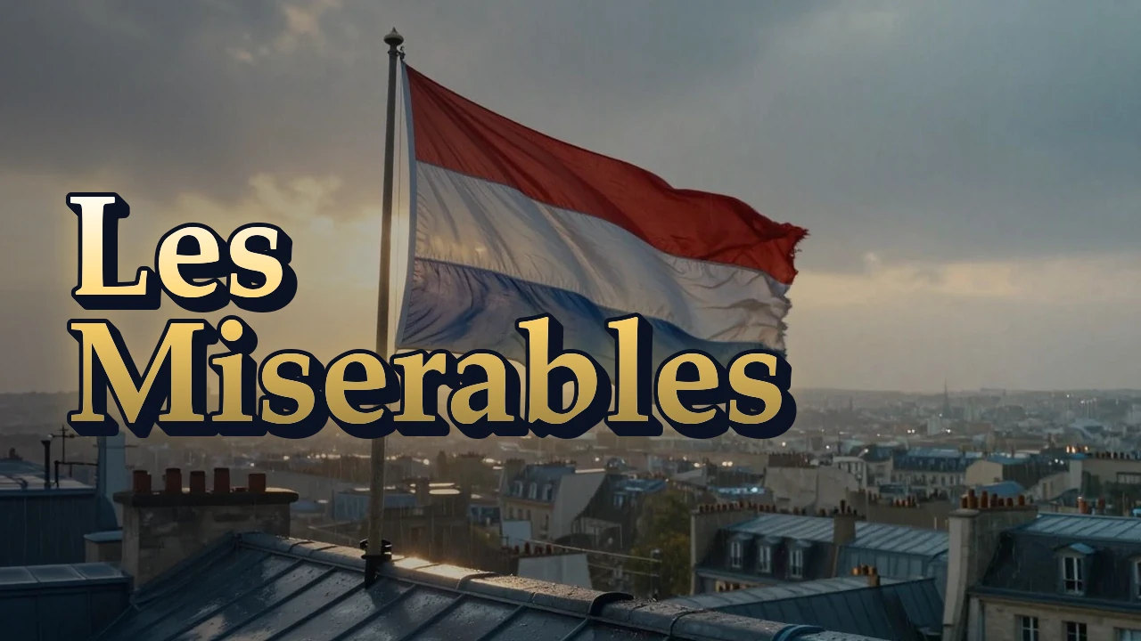 Illustrated event poster for Les Miserables