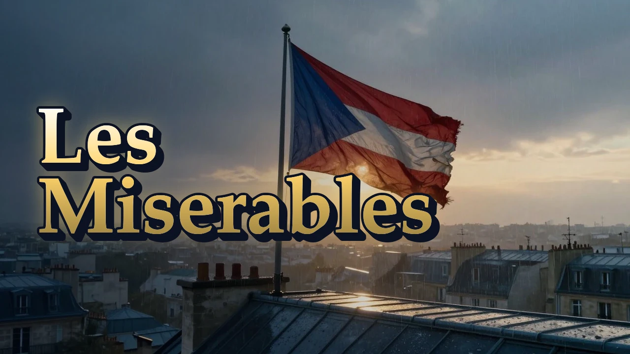 Illustrated event poster for Les Miserables