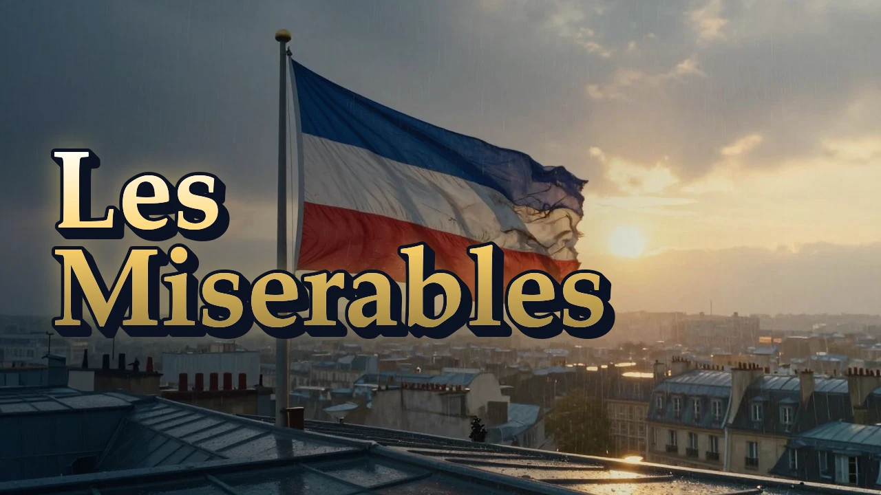 Illustrated event poster for Les Miserables