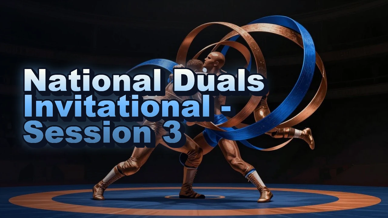 Illustrated event poster for National Duals Invitational - Session 3