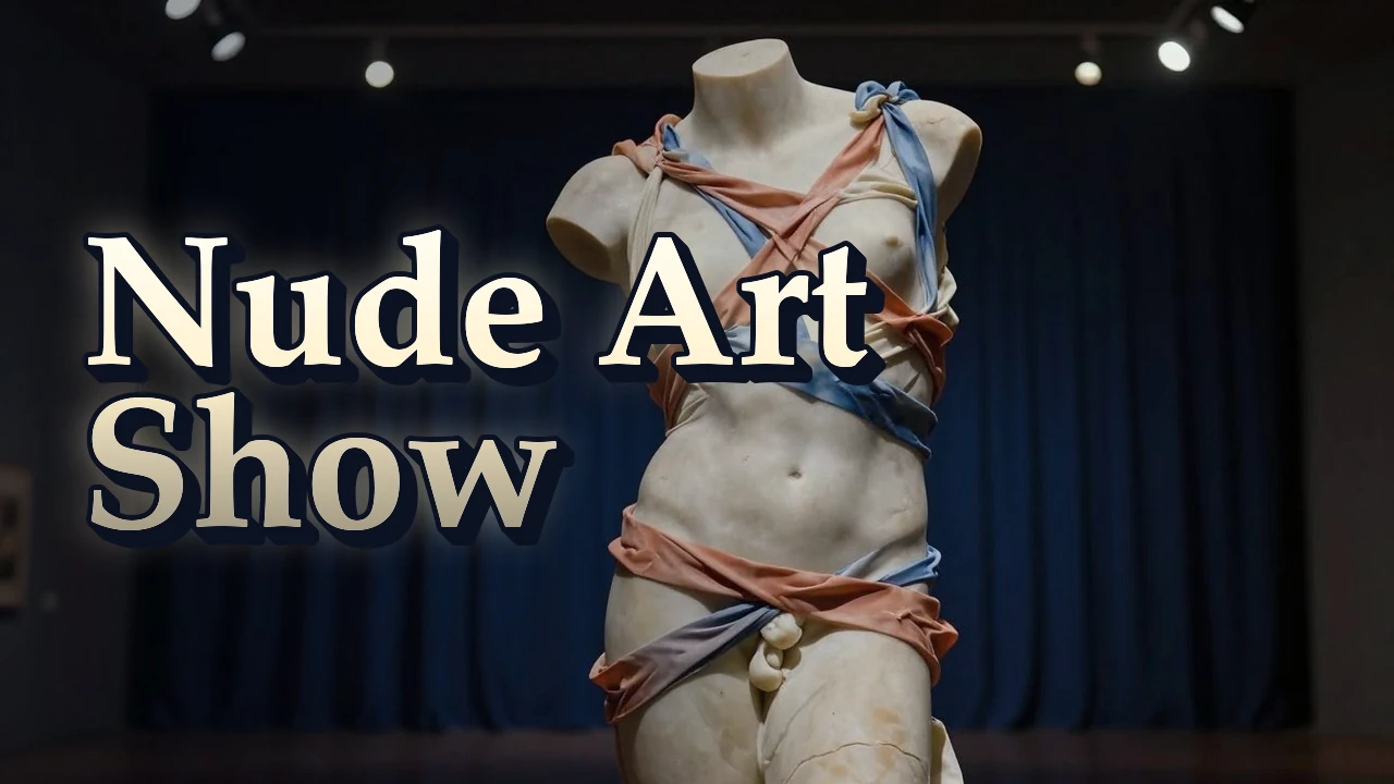 Illustrated event poster for Nude Art Show