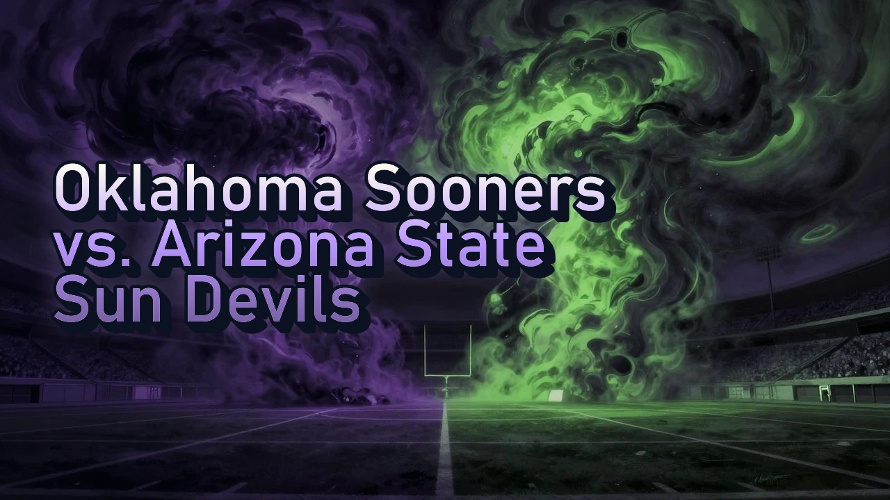 Illustrated event poster for Oklahoma Sooners vs. Arizona State Sun Devils