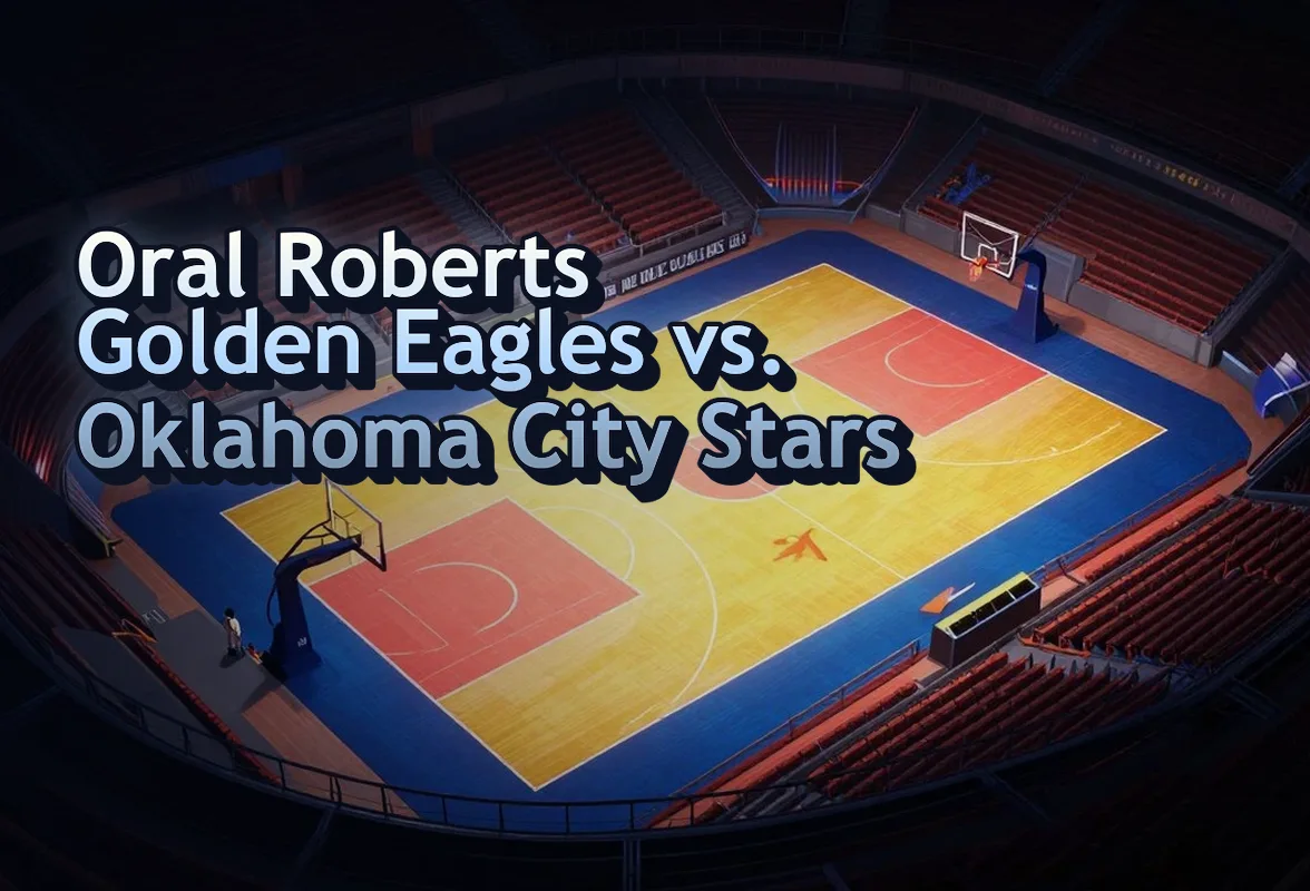 Illustrated event poster for Oral Roberts Golden Eagles vs. Oklahoma City Stars