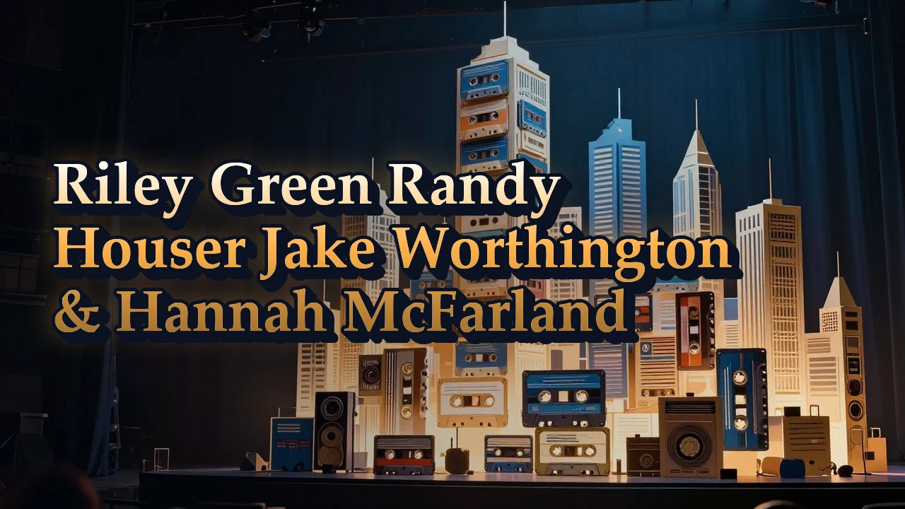 Illustrated event poster for Riley Green  Randy Houser  Jake Worthington & Hannah McFarland