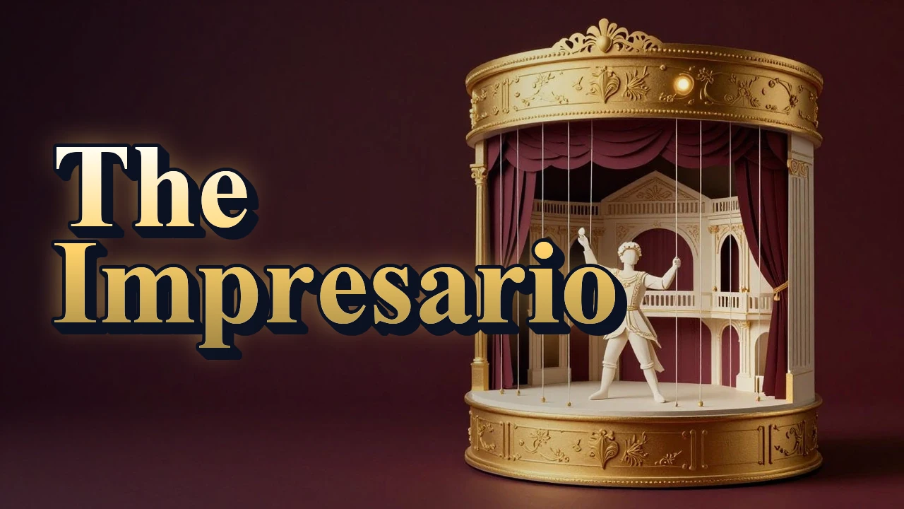 Illustrated event poster for The Impresario