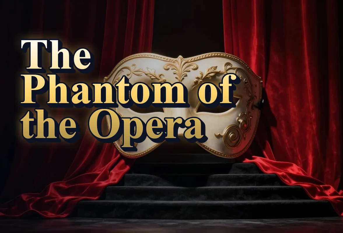 Illustrated event poster for The Phantom of the Opera