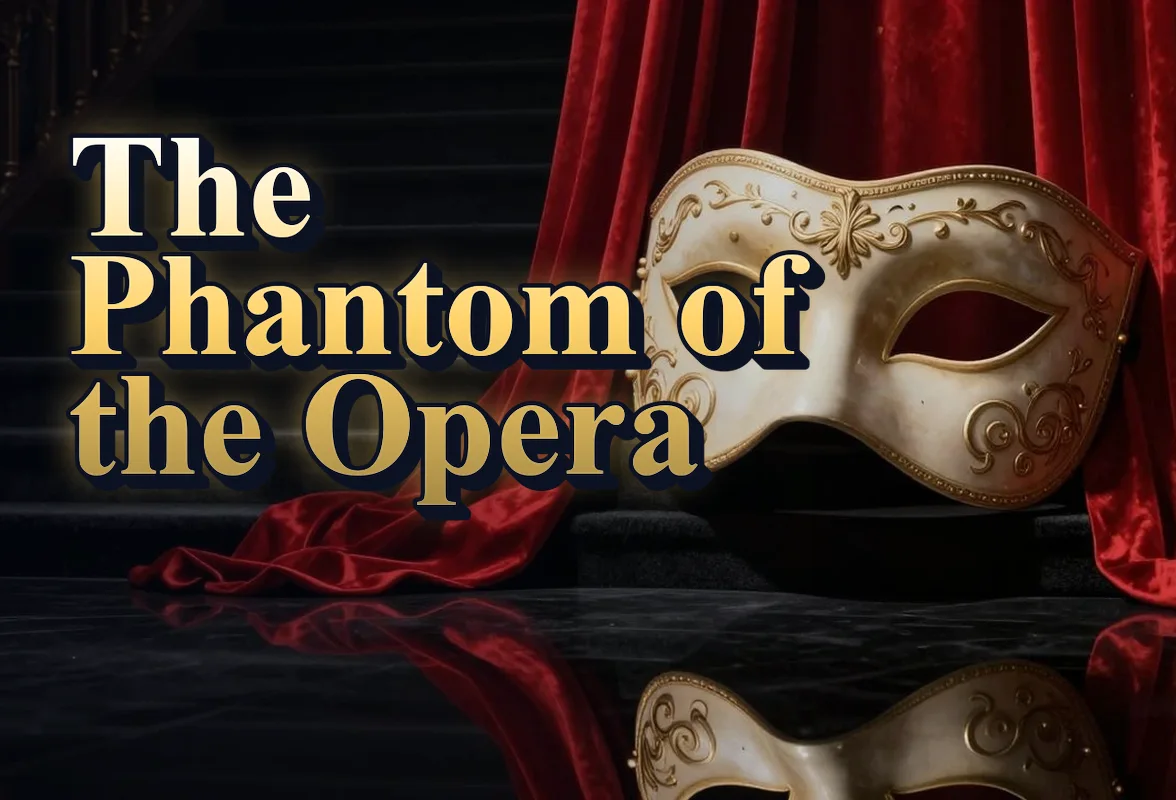 Illustrated event poster for The Phantom of the Opera