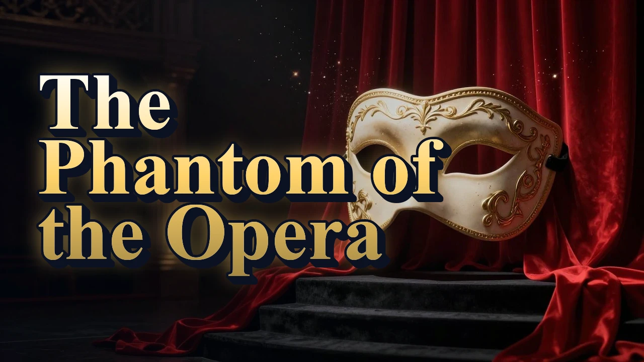 Illustrated event poster for The Phantom of the Opera