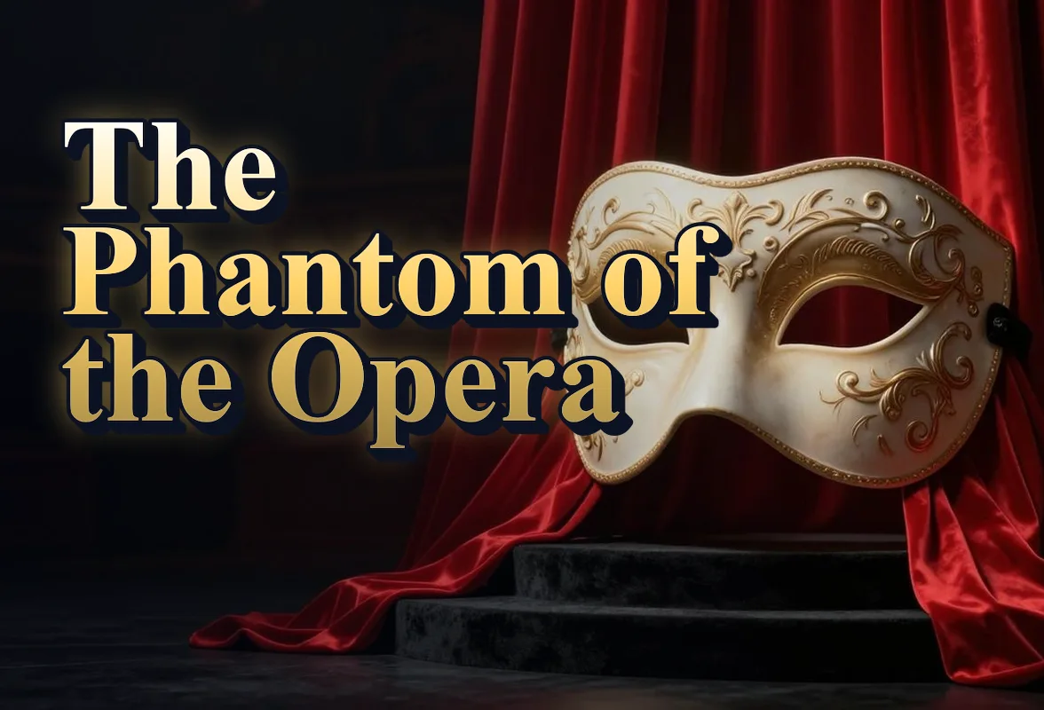 Illustrated event poster for The Phantom of the Opera