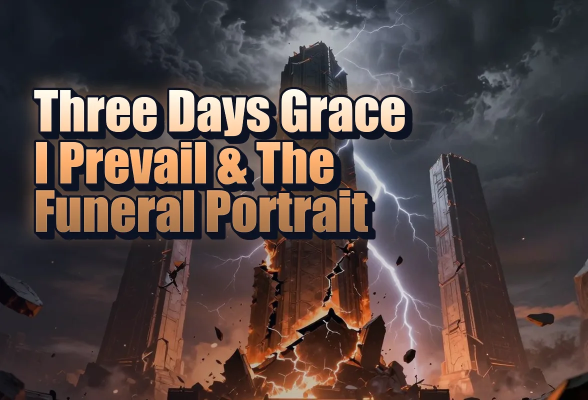 Illustrated event poster for Three Days Grace  I Prevail & The Funeral Portrait