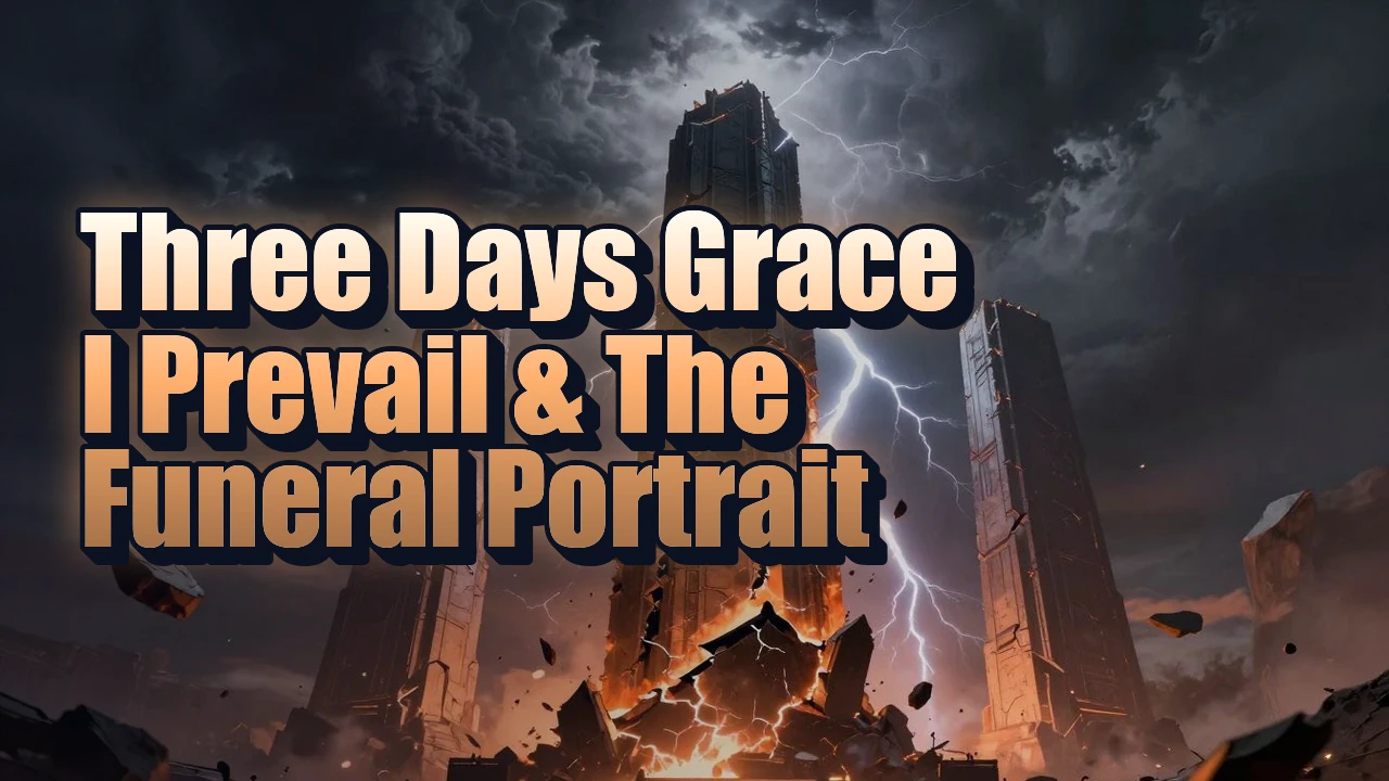 Illustrated event poster for Three Days Grace  I Prevail & The Funeral Portrait