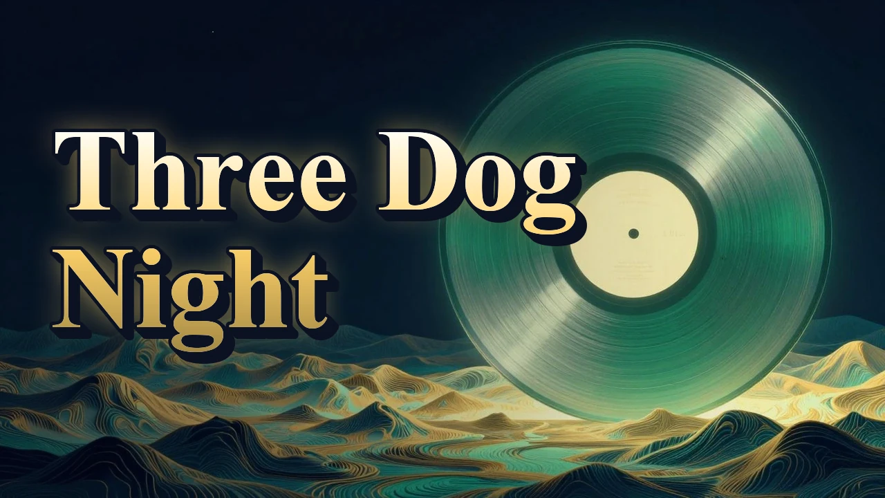 Illustrated event poster for Three Dog Night
