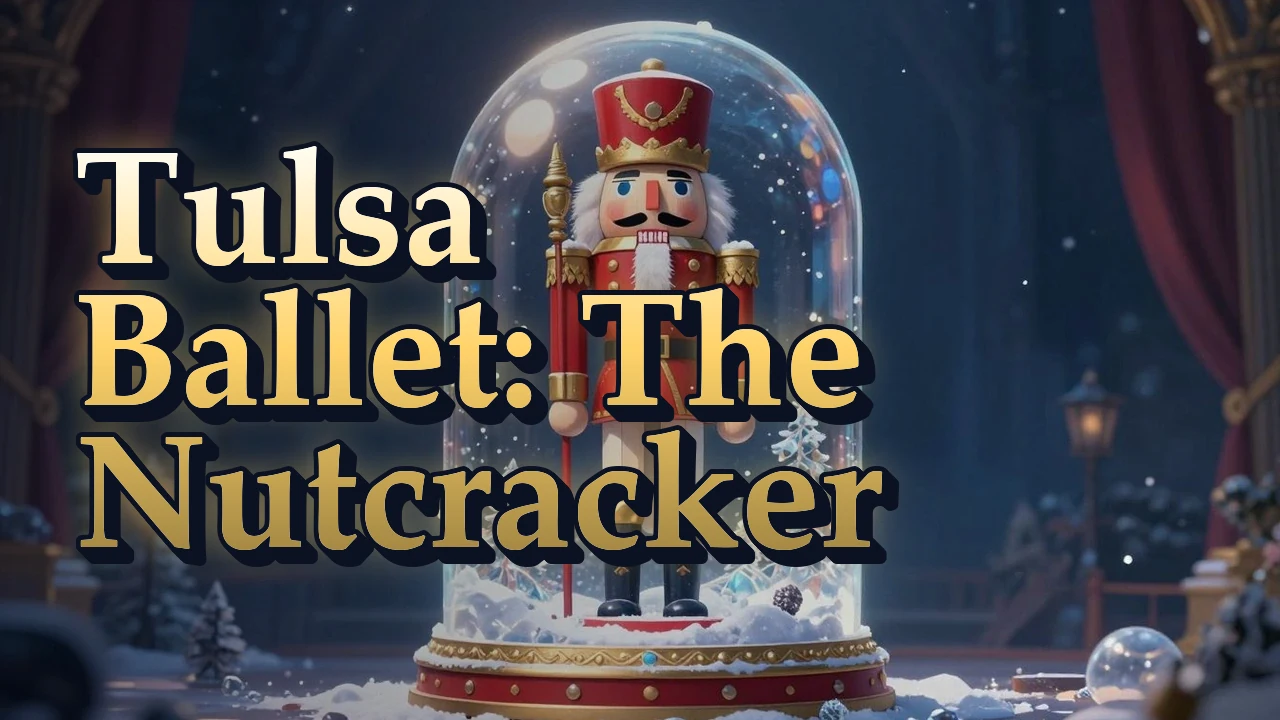 Illustrated event poster for Tulsa Ballet: The Nutcracker