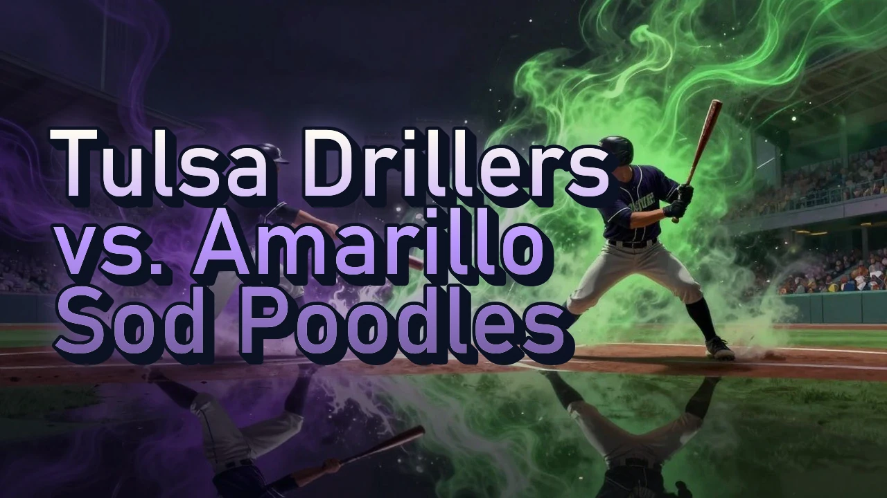 Illustrated event poster for Tulsa Drillers vs. Amarillo Sod Poodles