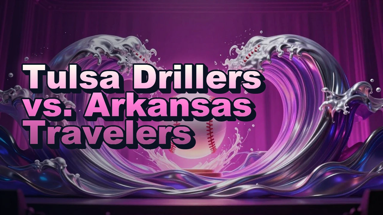 Illustrated event poster for Tulsa Drillers vs. Arkansas Travelers