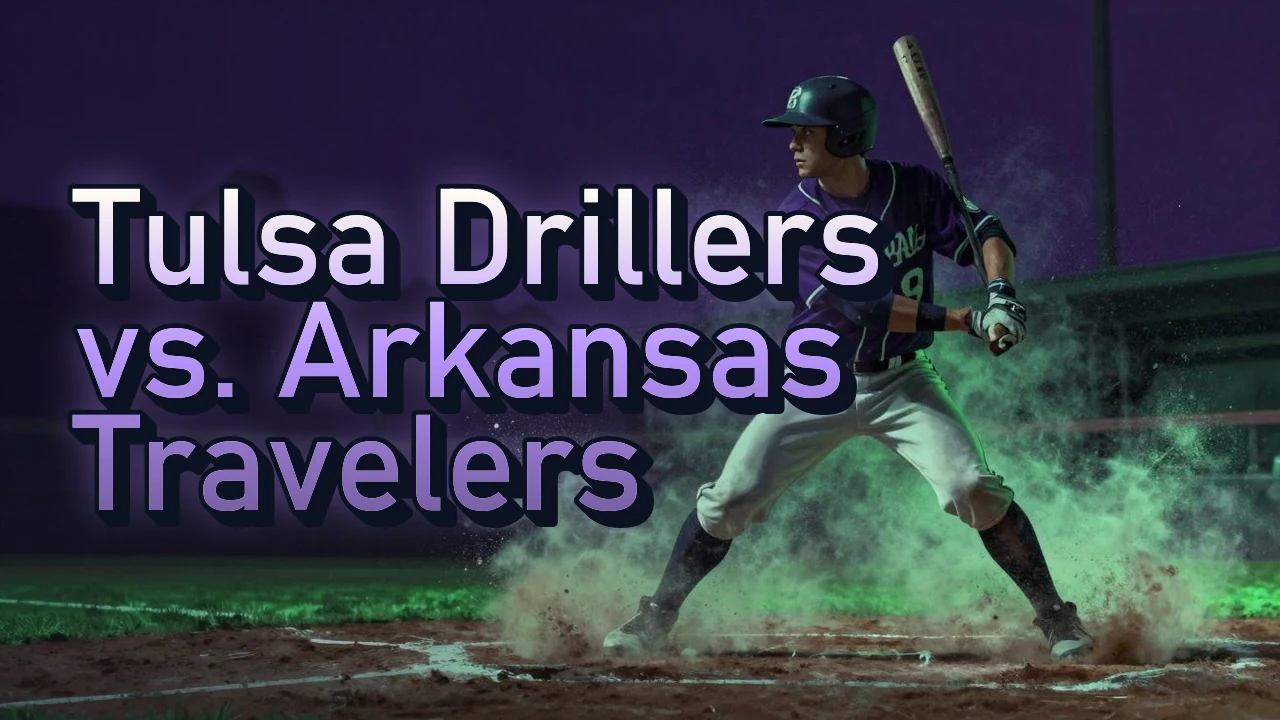 Illustrated event poster for Tulsa Drillers vs. Arkansas Travelers