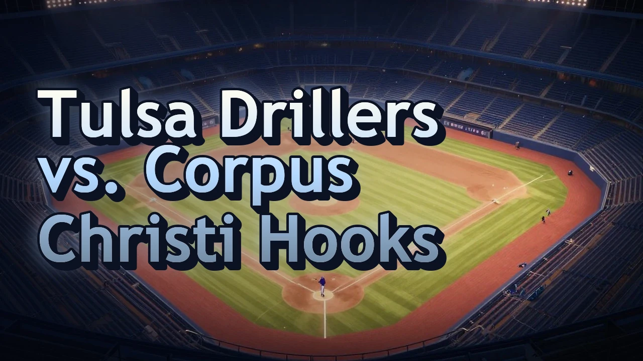 Illustrated event poster for Tulsa Drillers vs. Corpus Christi Hooks