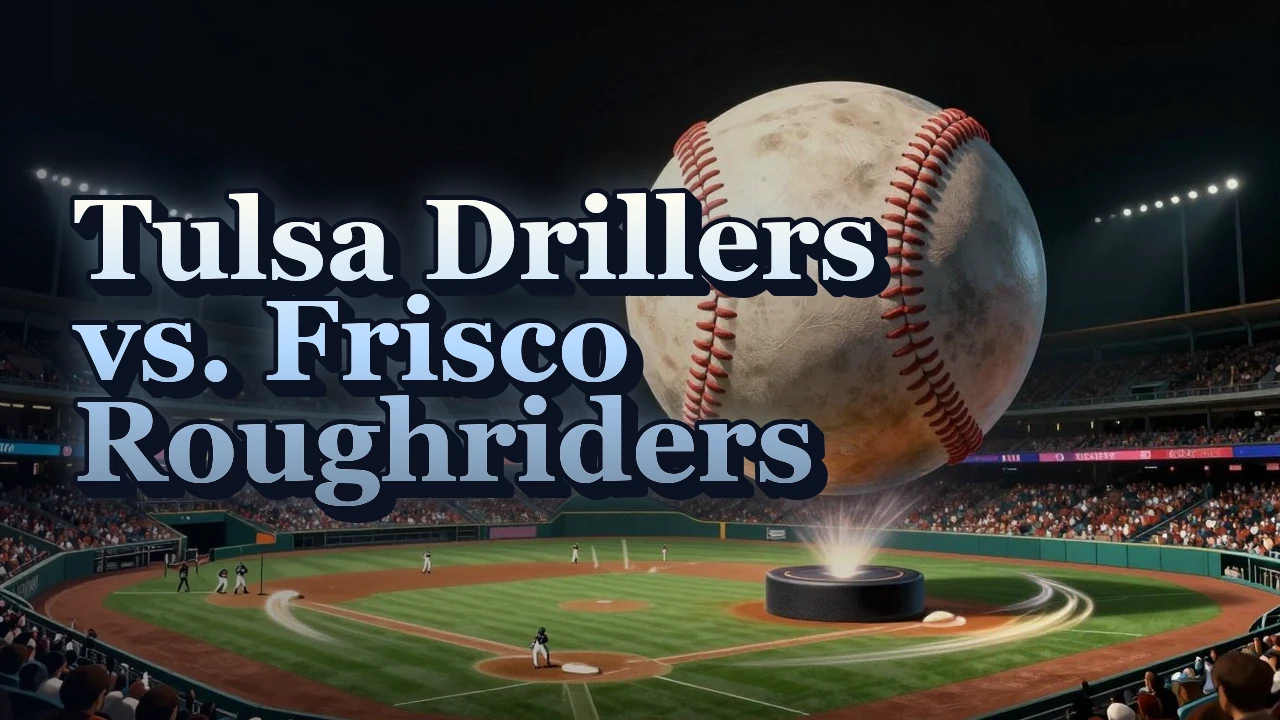 Illustrated event poster for Tulsa Drillers vs. Frisco Roughriders