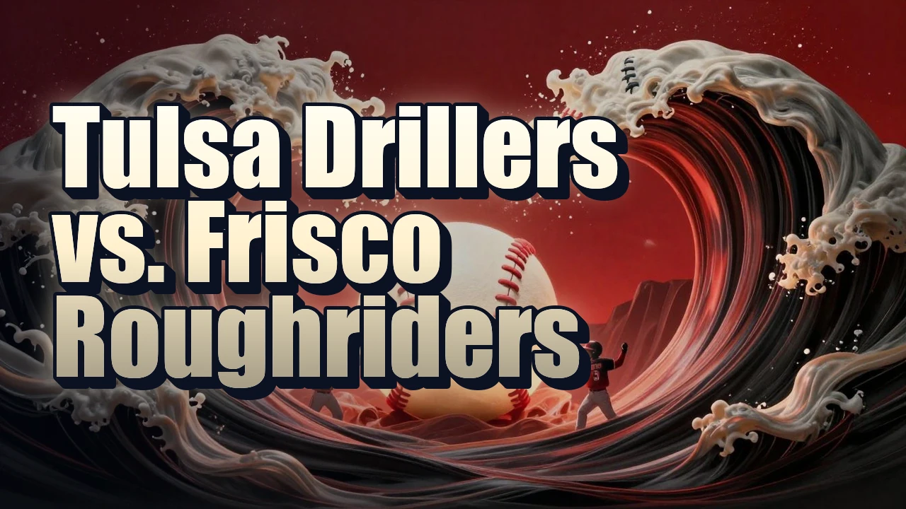 Illustrated event poster for Tulsa Drillers vs. Frisco Roughriders