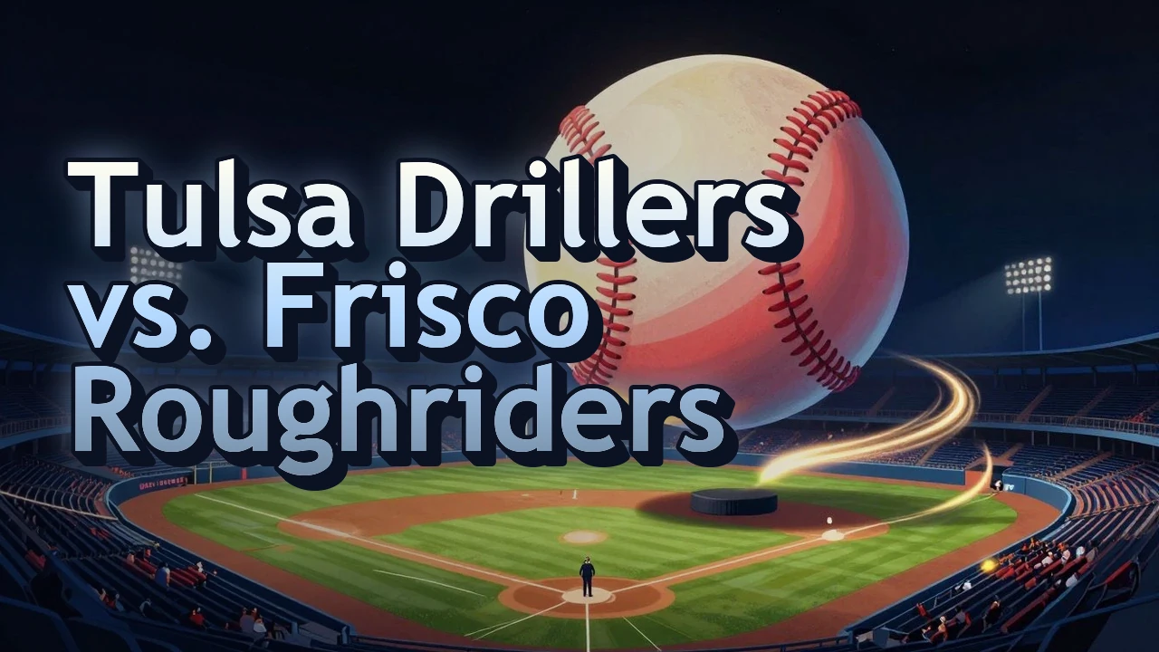 Illustrated event poster for Tulsa Drillers vs. Frisco Roughriders