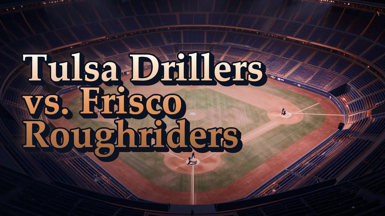 Illustrated event poster for Tulsa Drillers vs. Frisco Roughriders