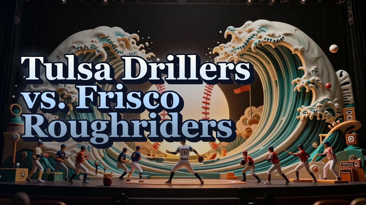 Illustrated event poster for Tulsa Drillers vs. Frisco Roughriders