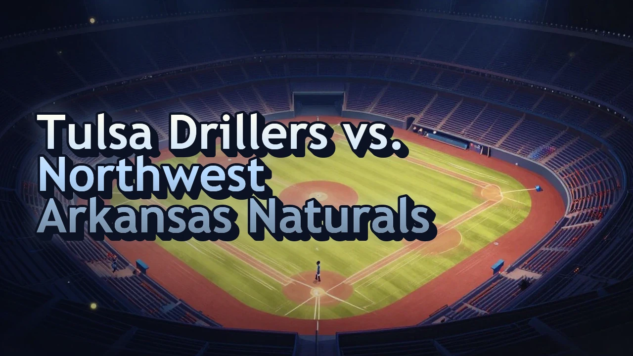 Illustrated event poster for Tulsa Drillers vs. Northwest Arkansas Naturals