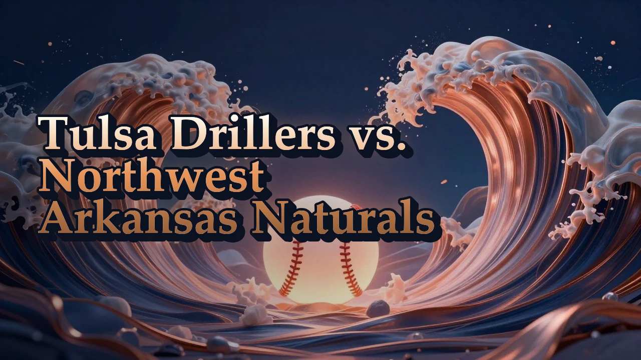 Illustrated event poster for Tulsa Drillers vs. Northwest Arkansas Naturals
