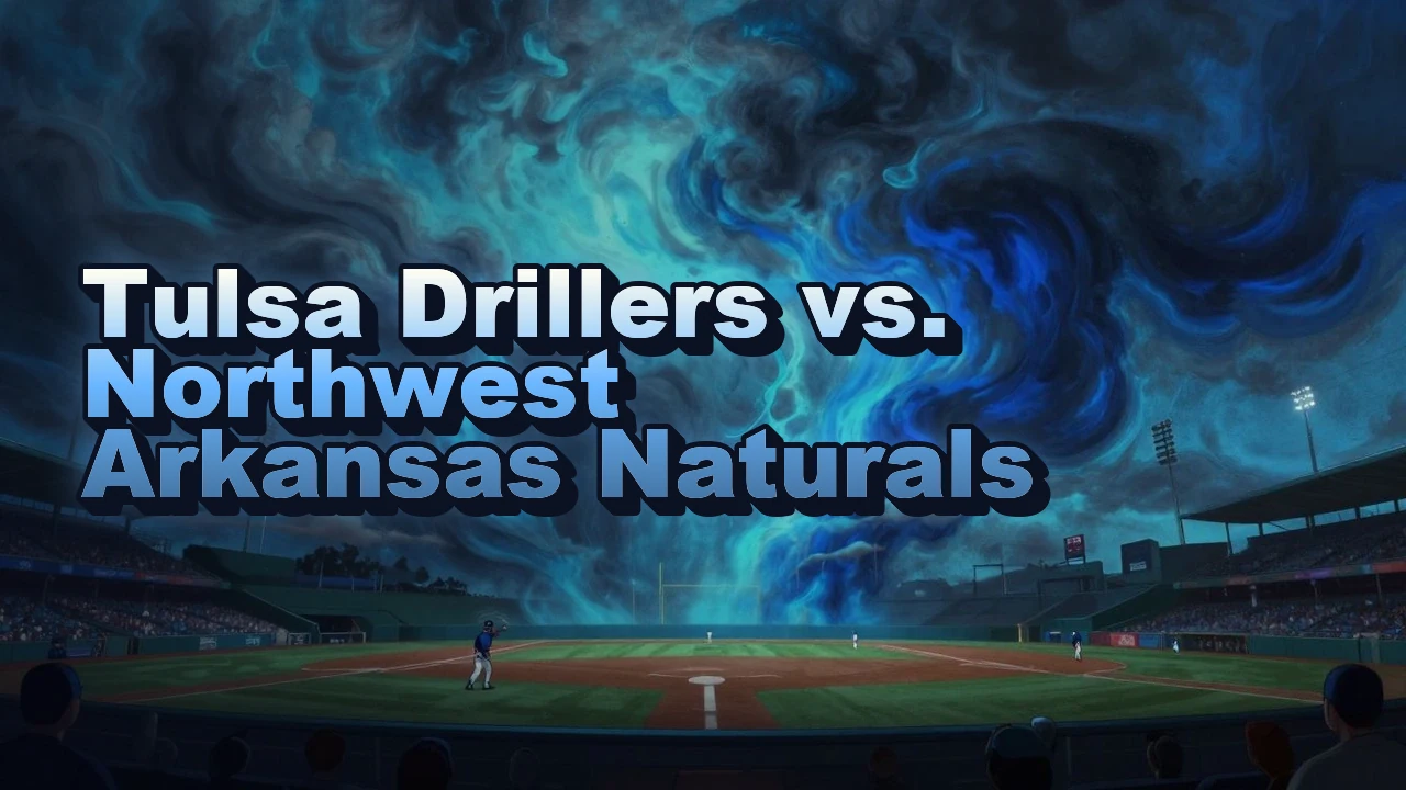 Illustrated event poster for Tulsa Drillers vs. Northwest Arkansas Naturals