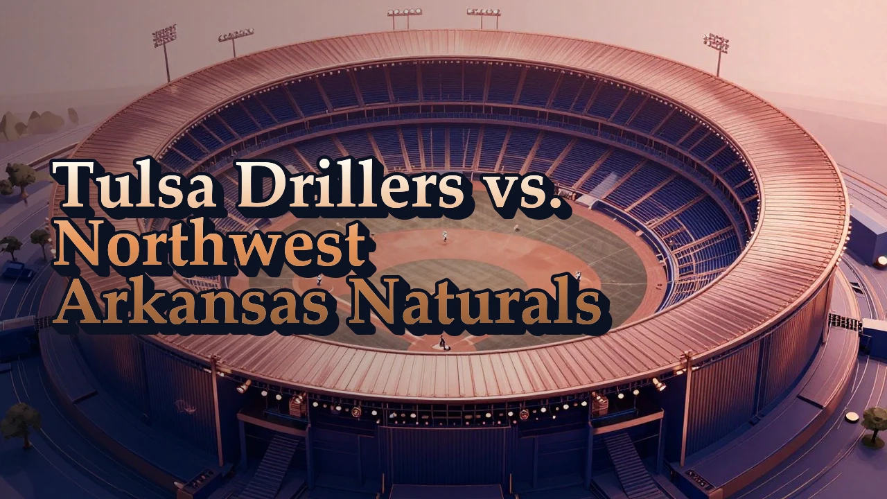 Illustrated event poster for Tulsa Drillers vs. Northwest Arkansas Naturals
