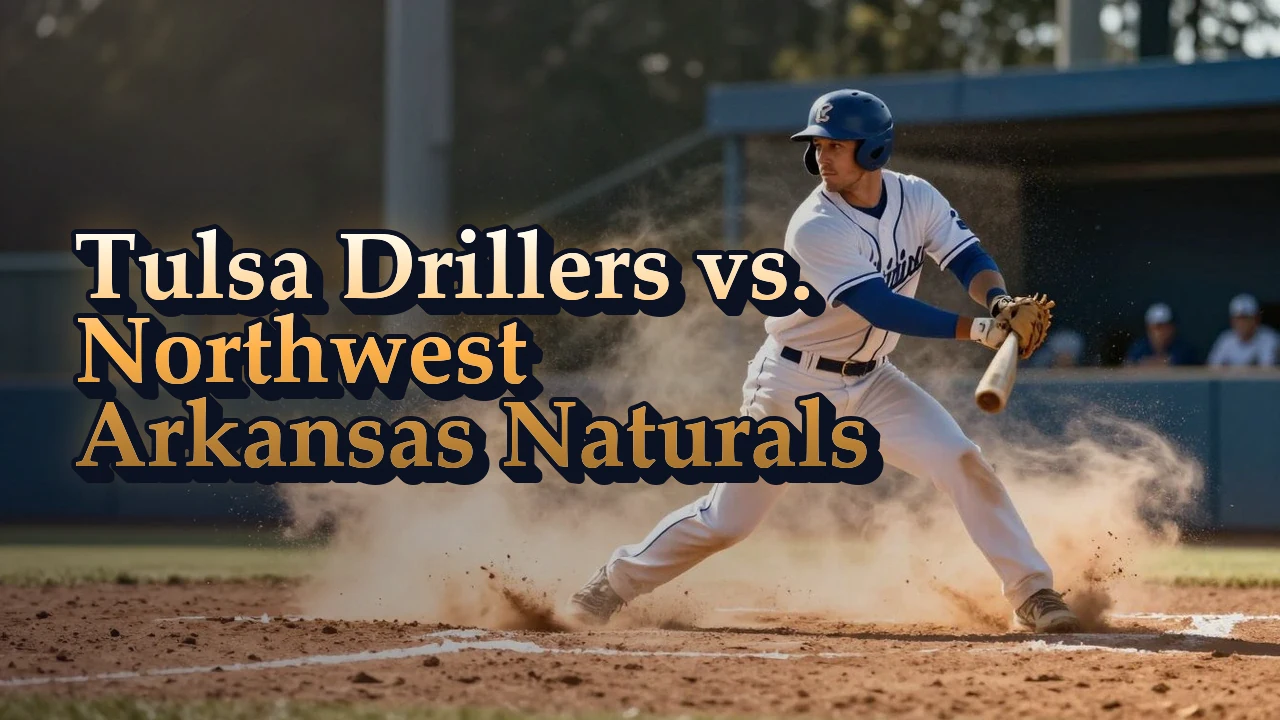 Illustrated event poster for Tulsa Drillers vs. Northwest Arkansas Naturals