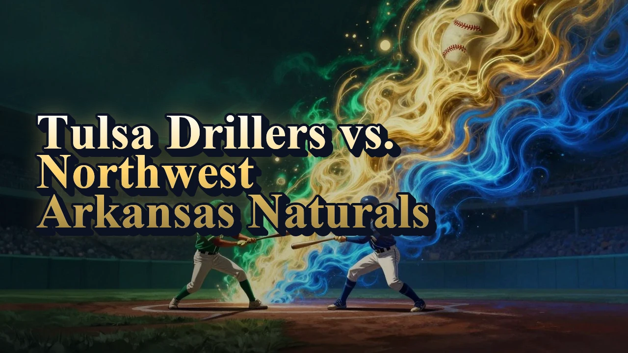 Illustrated event poster for Tulsa Drillers vs. Northwest Arkansas Naturals