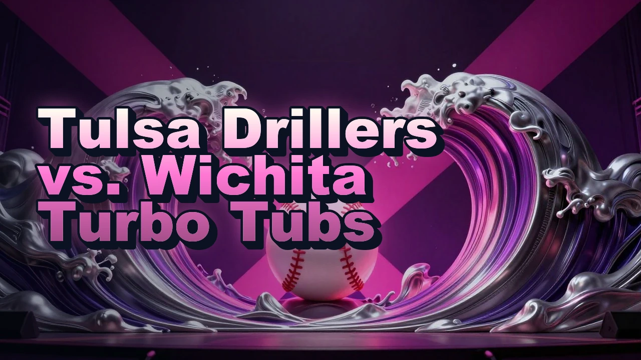 Illustrated event poster for Tulsa Drillers vs. Wichita Turbo Tubs