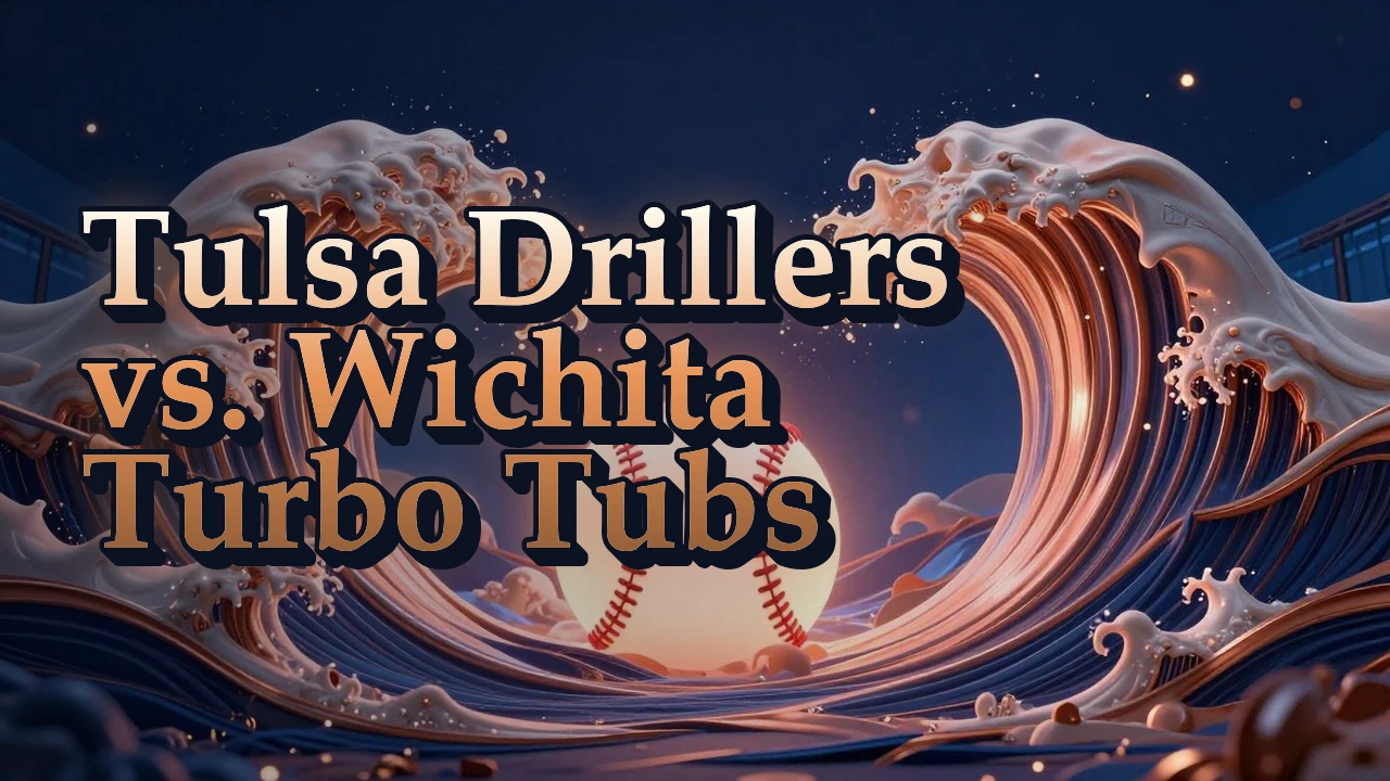 Illustrated event poster for Tulsa Drillers vs. Wichita Turbo Tubs