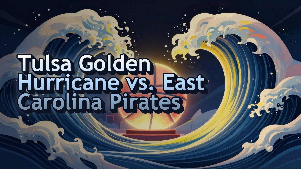 Illustrated event poster for Tulsa Golden Hurricane vs. East Carolina Pirates
