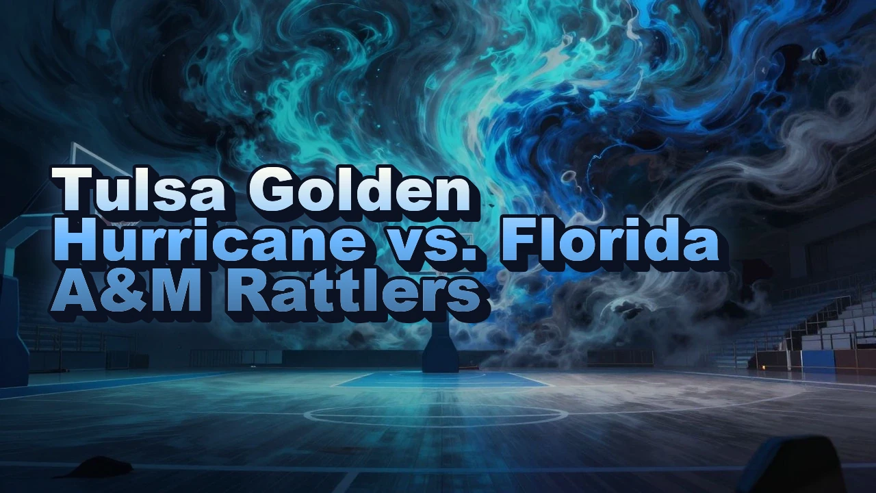 Illustrated event poster for Tulsa Golden Hurricane vs. Florida A&M Rattlers