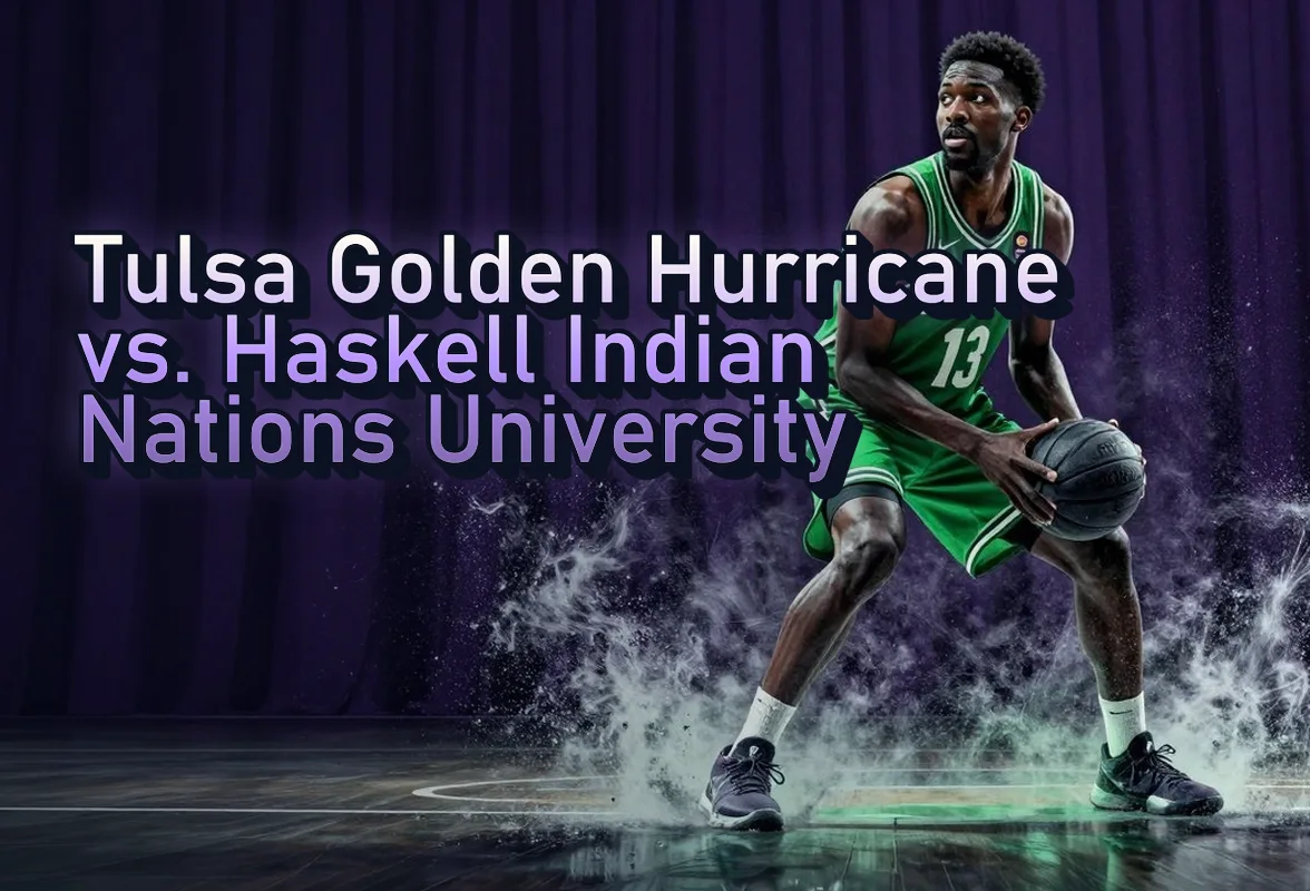 Illustrated event poster for Tulsa Golden Hurricane vs. Haskell Indian Nations University