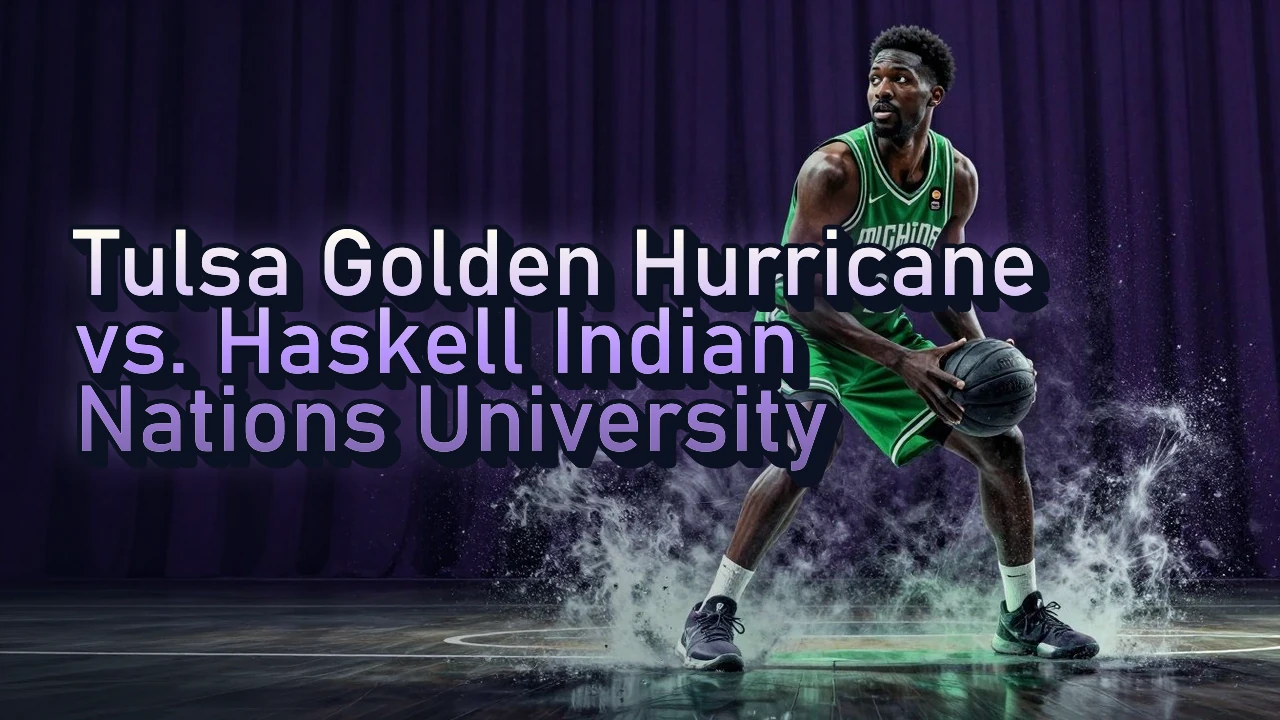 Illustrated event poster for Tulsa Golden Hurricane vs. Haskell Indian Nations University
