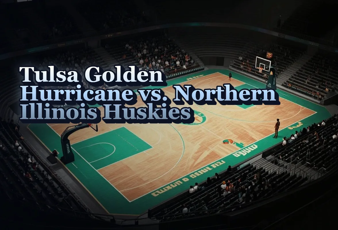 Illustrated event poster for Tulsa Golden Hurricane vs. Northern Illinois Huskies